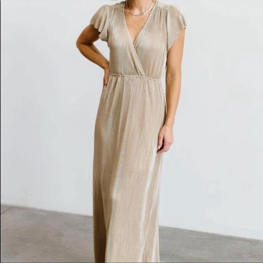 Floor length champagne special event dress